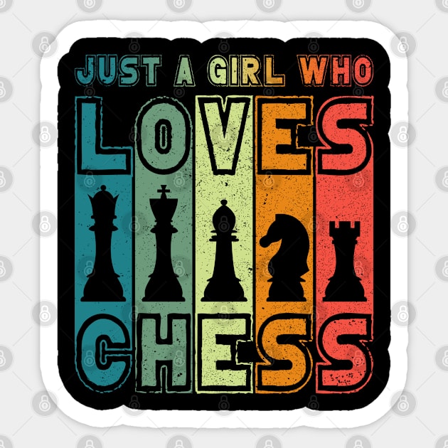 Chess Girl Just A Girl Who Loves Chess Pieces Sticker by auviba-design